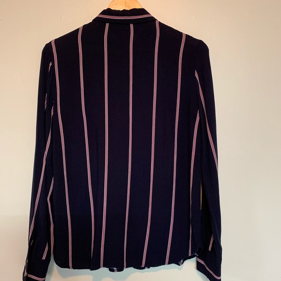 Navy Button Down Blouse - Picture 4 of 4